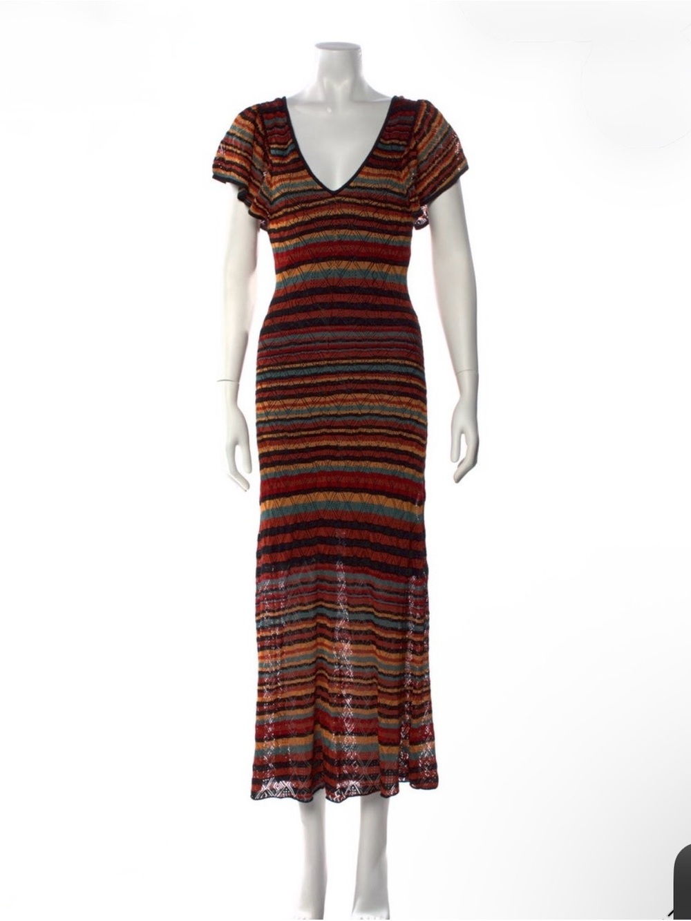 Ronny Kobo Striped Knit Dress Rayon/Linen/Silk